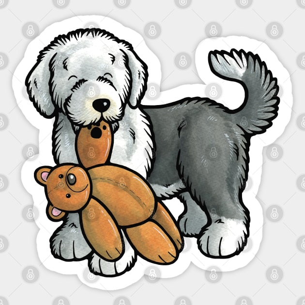 Old English Sheepdog puppy Sticker by animalartbyjess